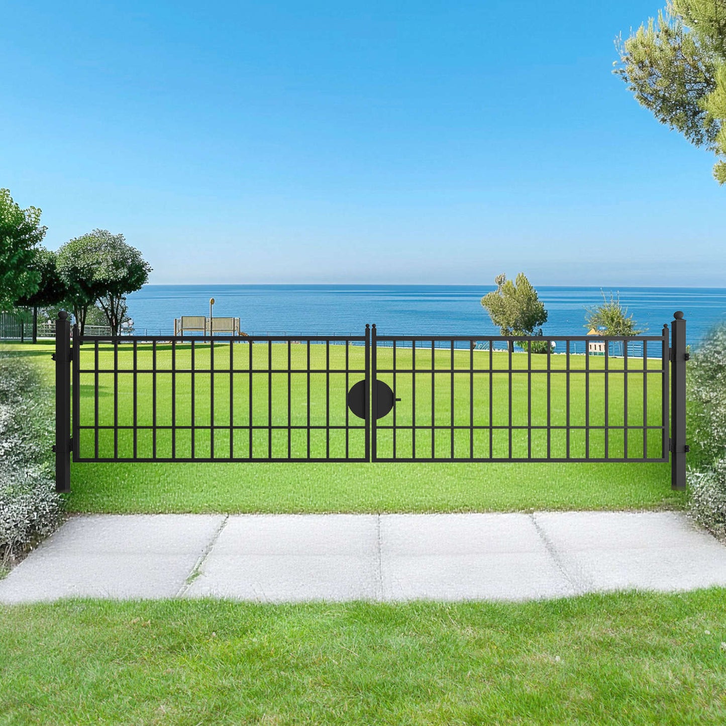 20 ft farm driveway gate installed by the sea
