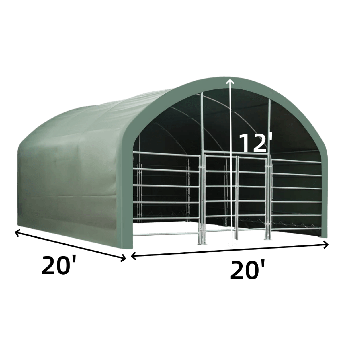 20' x 20' Livestock Corral Shelter with front door