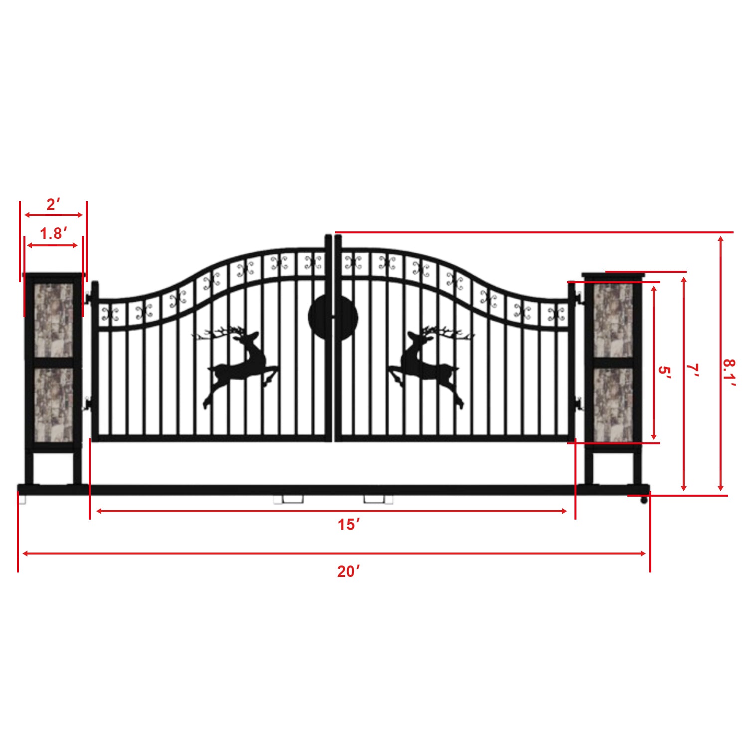 20ft IronGate Single Arch-deer#Style_Double Arc