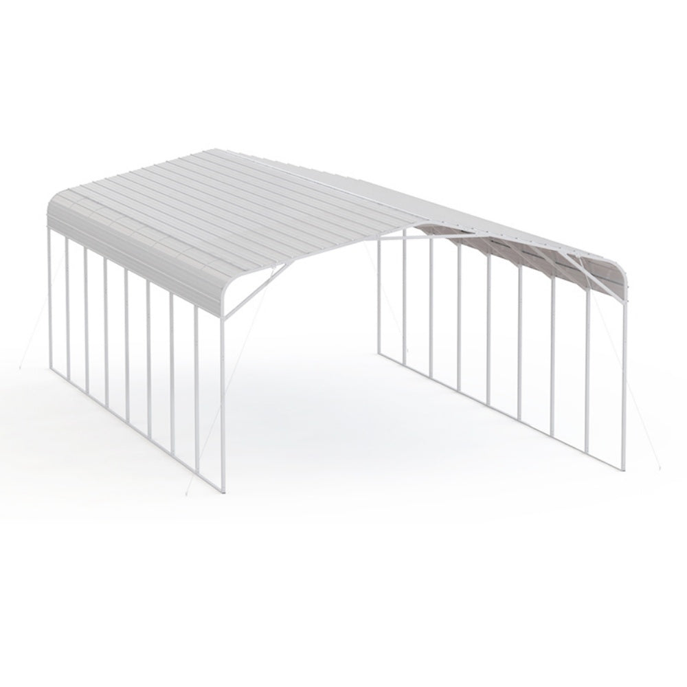 White metal pergola structure on a white background