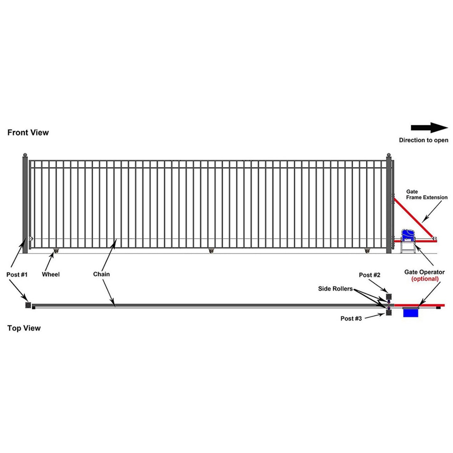 20x6 ft Steel Sliding Driveway Gate-Madrid-Style