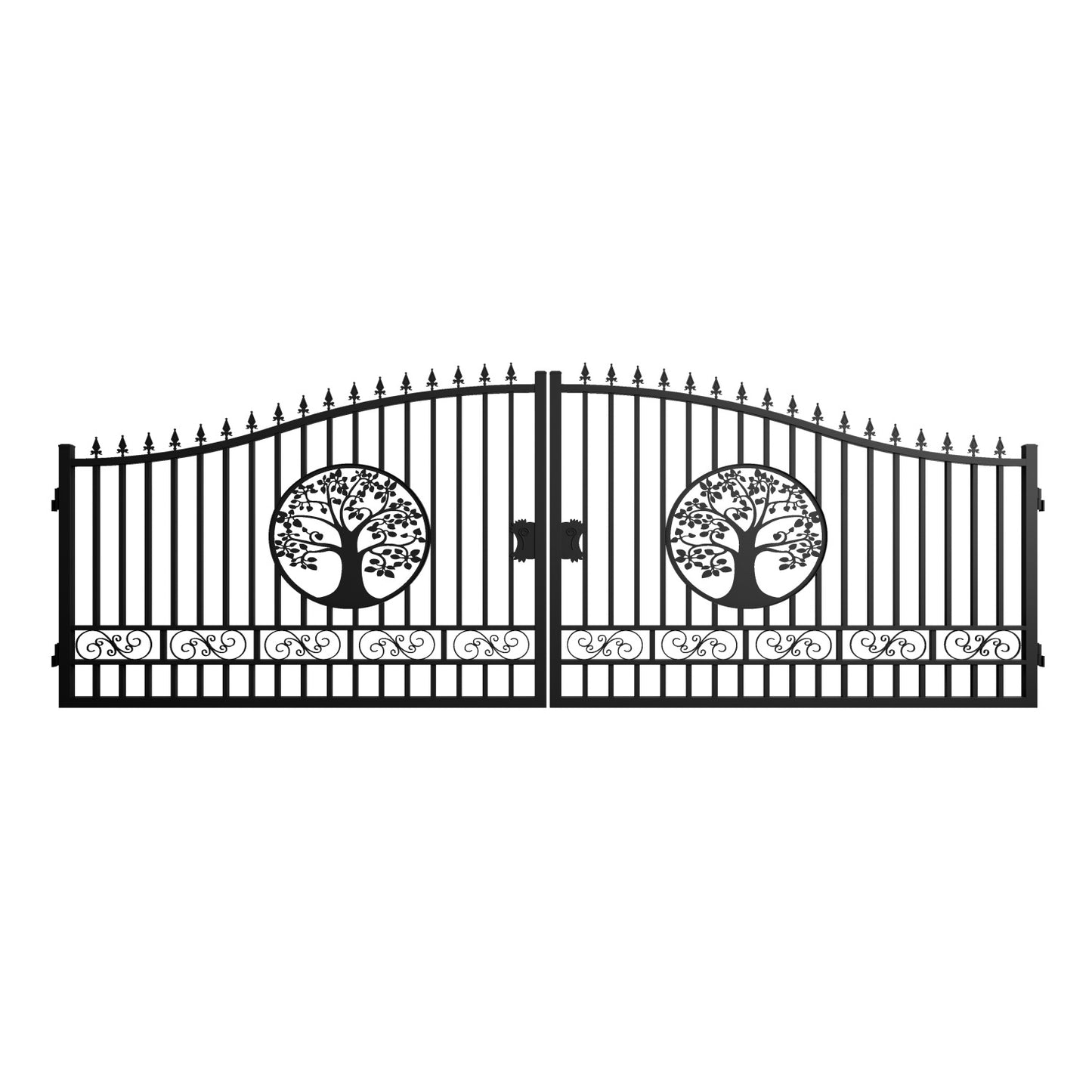 20x8 ft Steel Dual Swing Driveway Gate with Wider Goalposts