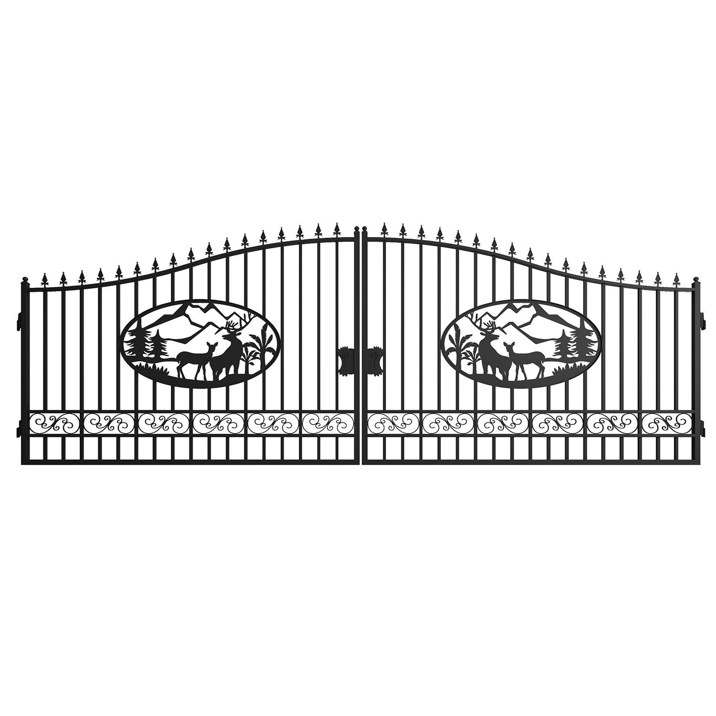 20x8 ft Steel Dual Swing Driveway Gate