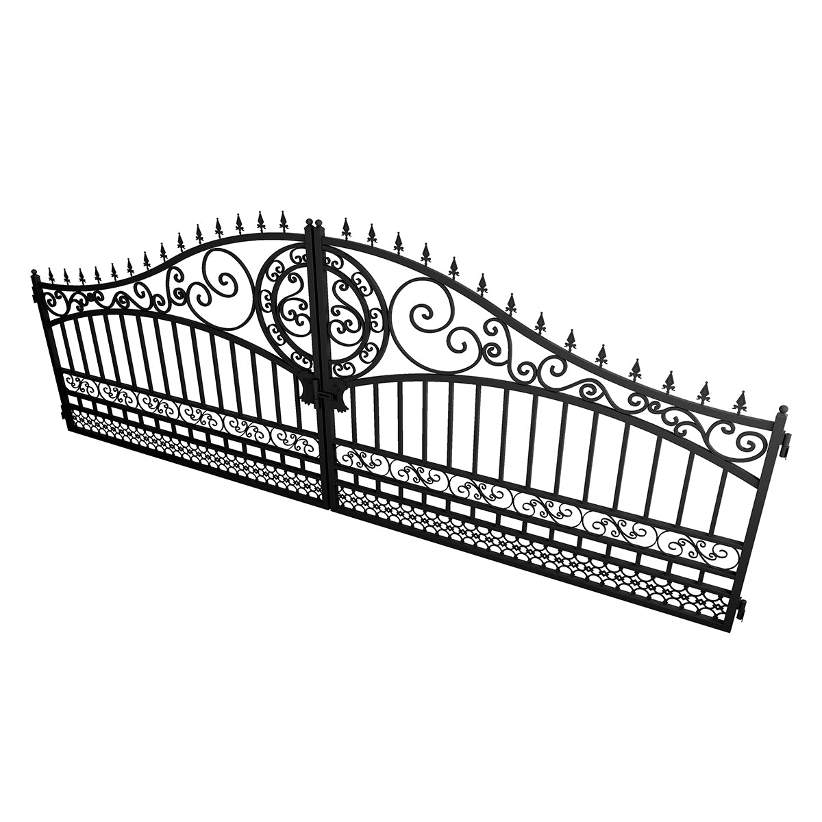 20x8 ft European Style Dual Swing Steel Driveway Gate