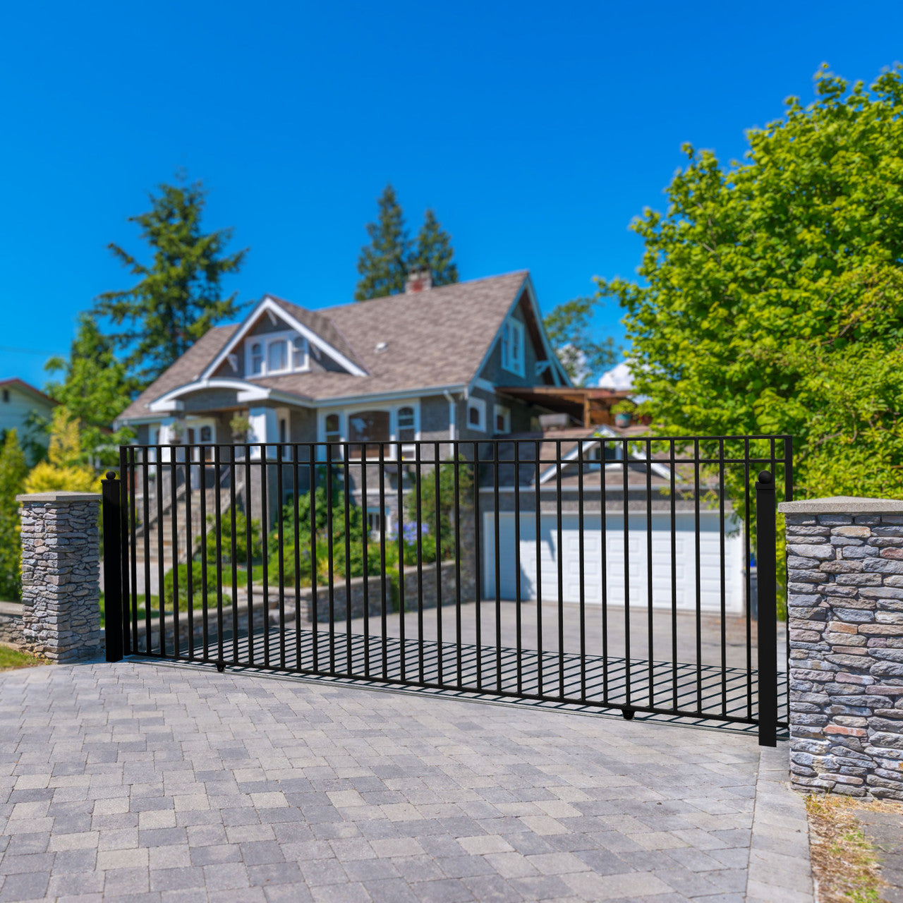 25x6 ft Steel Sliding Driveway Gate - MADRID Style