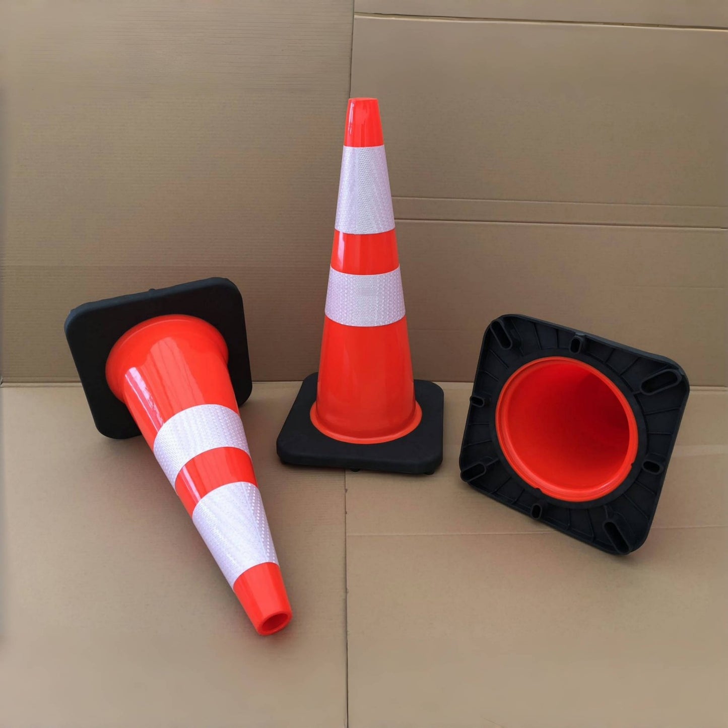 28" Traffic Cone, Reflective, Black Base-QTY of 3