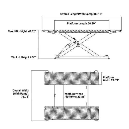 Katool KT-X85 8,000 Lbs Mid Rise Scissor Lift