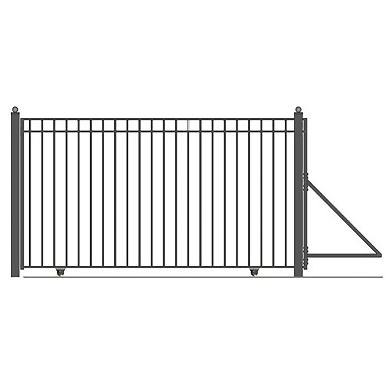 30ft Steel Sliding Driveway Gate with 5ft Pedestrian Gate