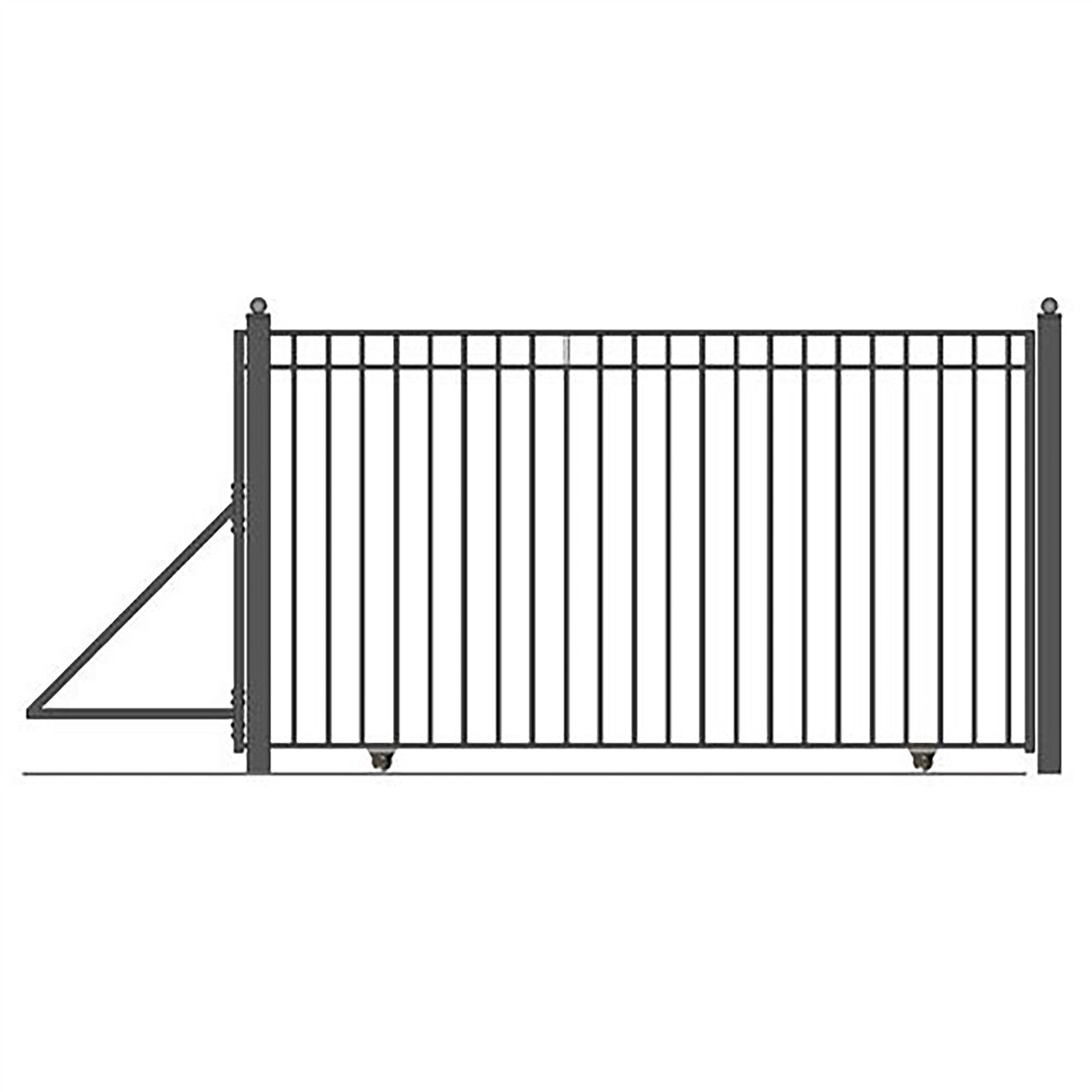 30ft Steel Sliding Driveway Gate with 5ft Pedestrian Gate