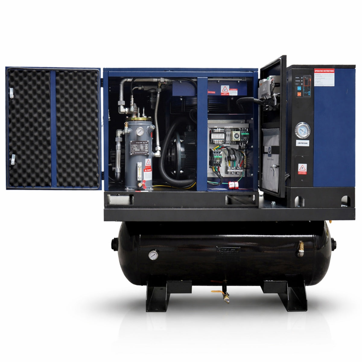 34CFM 10HP Rotary Screw Air Compressor with Air Dryer & ASME Tank | 125 PSI 230V 3-Phase