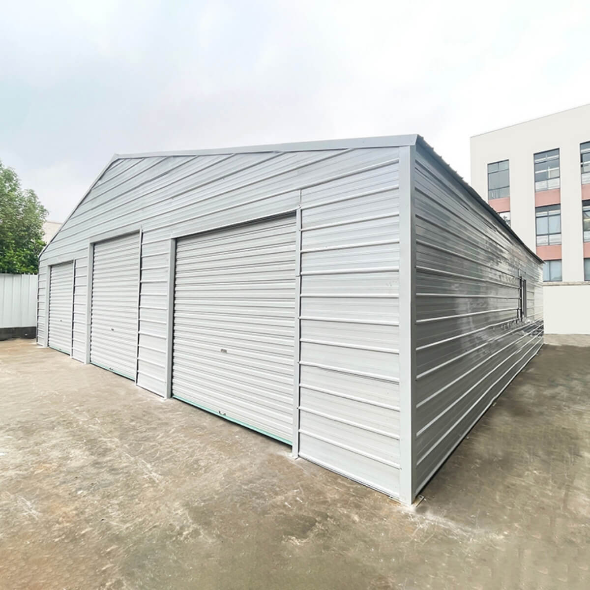 39' x 39' Metal Garage Shed & Barn with 3 Rolling Doors