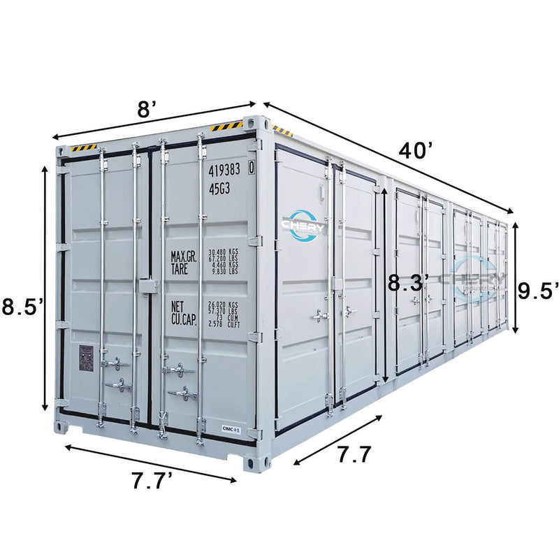 40ft High Cube Container with 4 Side Doors, with Logo