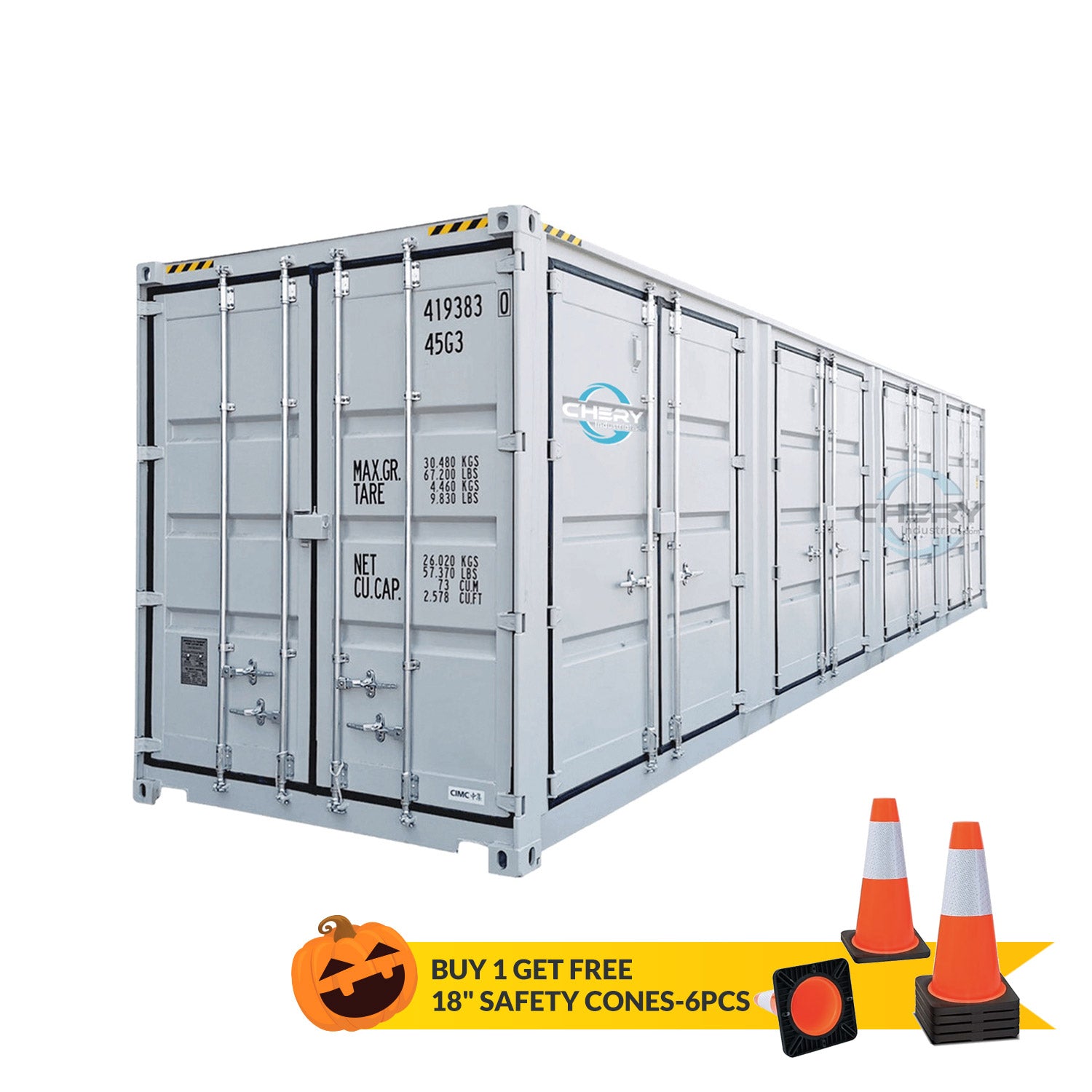40ft High Cube Container with 4 Side Doors, with Logo