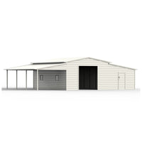 42' x 30' Vertical Steel Garage With Lean-to