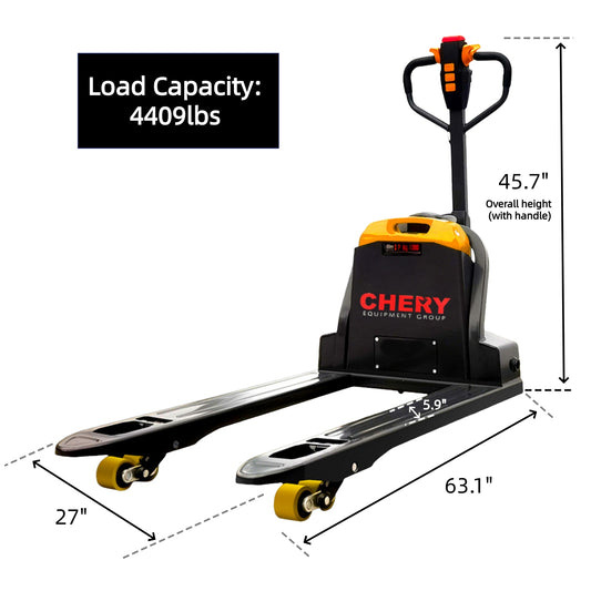4400lbs Electric Pallet Jack, 45"x27" Fork, 48V 20Ah Removable Battery
