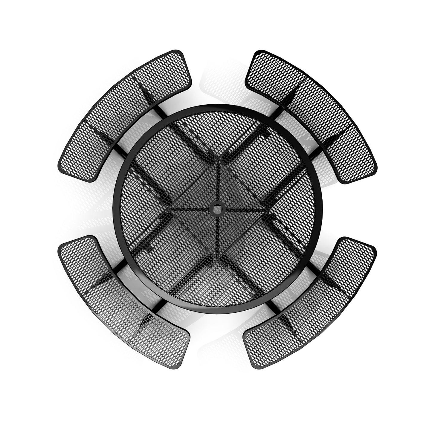 46" Round Picnic Table With Umbrella Hole#Color_black