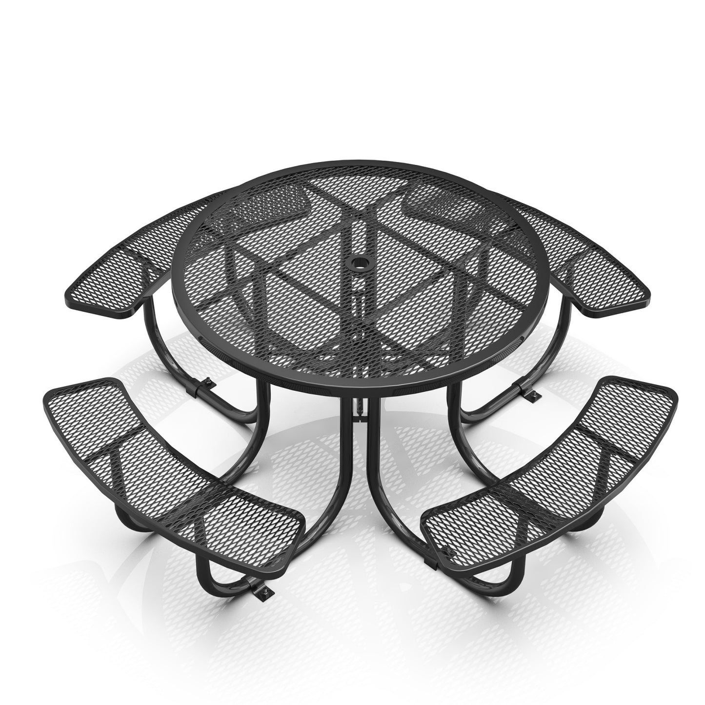 46" Round Picnic Table With Umbrella Hole#Color_black