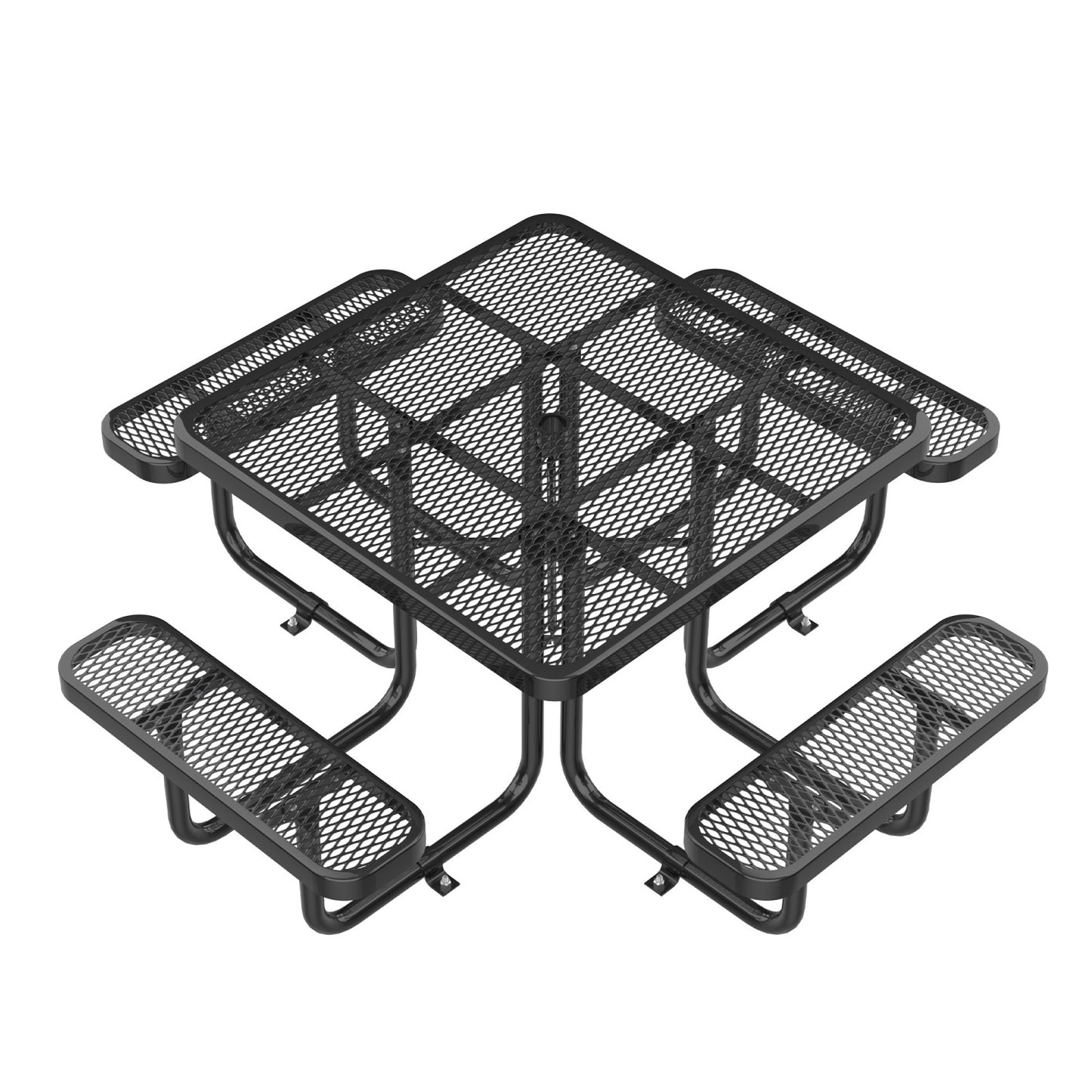 46" Square Picnic Table With Umbrella Hole#Color_black