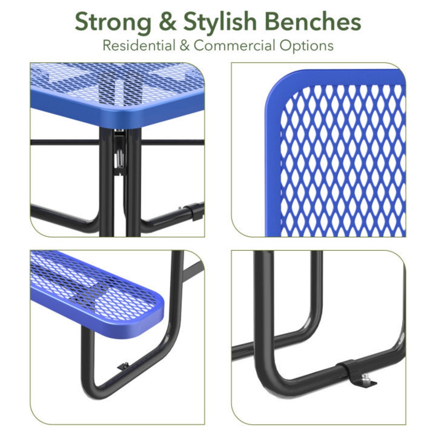 46" Square Picnic Table With Umbrella Hole#Color_blue
