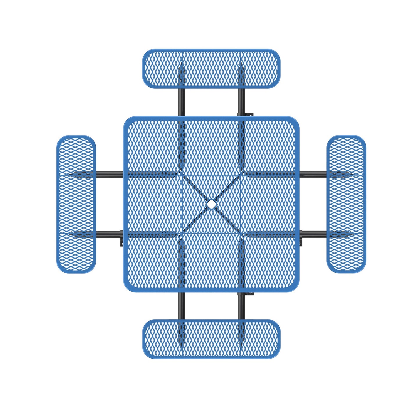46" Square Picnic Table With Umbrella Hole#Color_blue