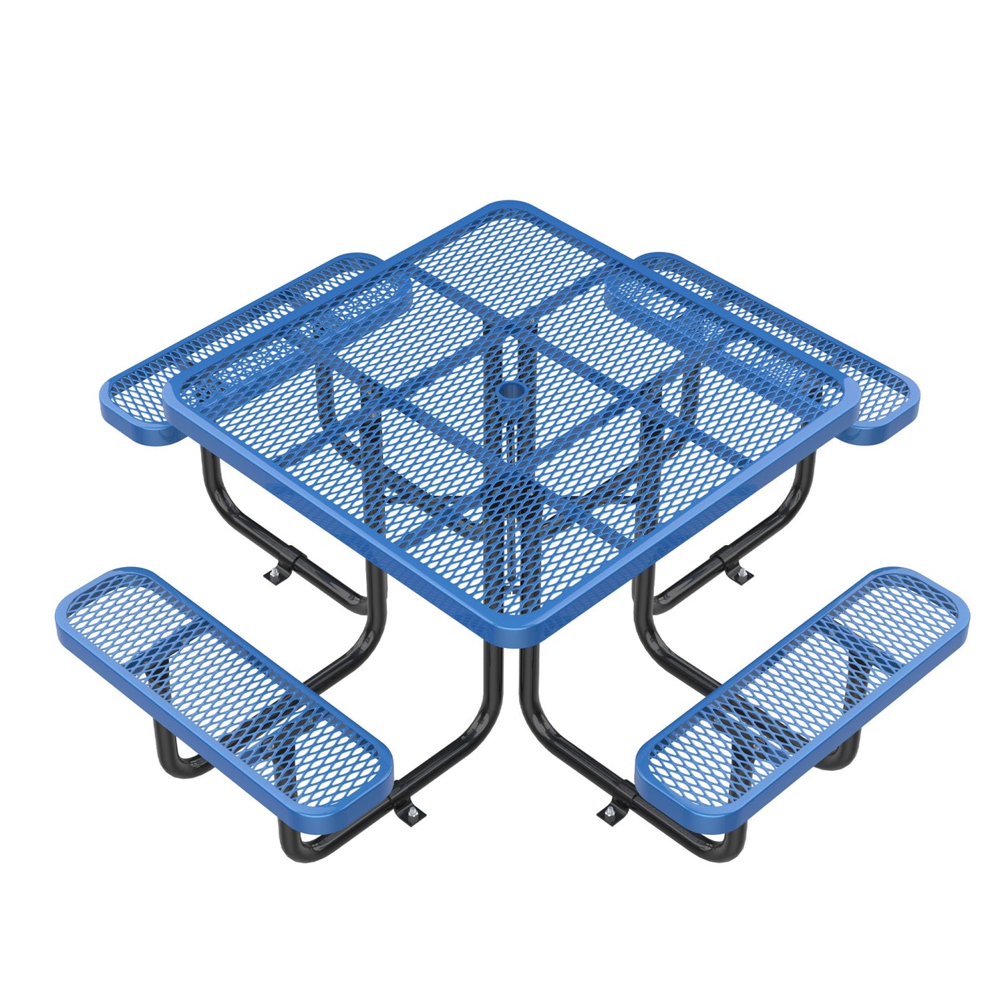 46" Square Picnic Table With Umbrella Hole#Color_blue