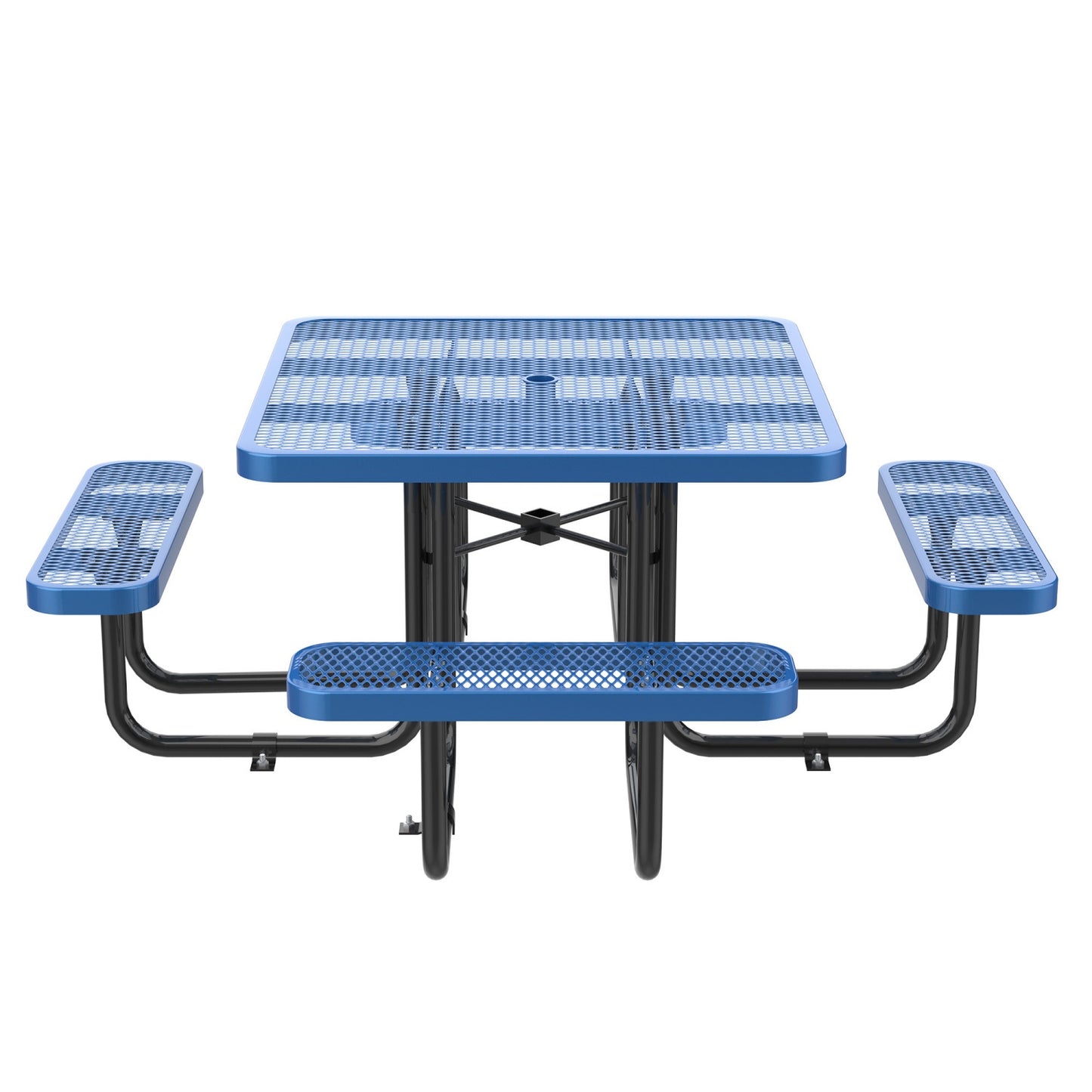 46" Square Picnic Table With Umbrella Hole#Color_blue