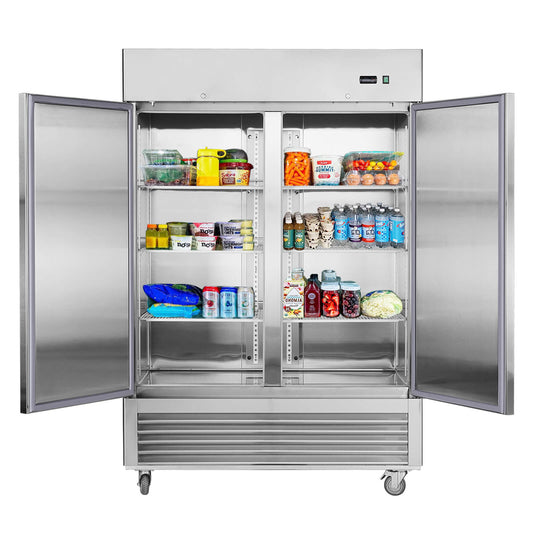 54"W Commercial Refrigerator 42 cu. ft. 2 Solid Door Reach-In Refrigerator