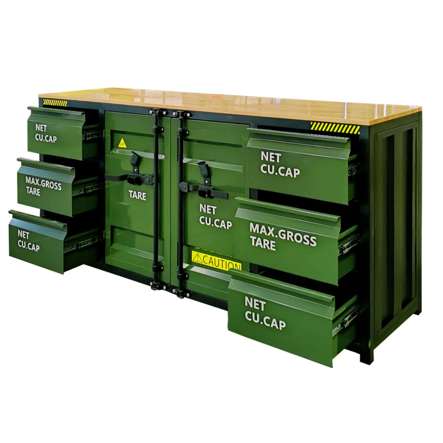 6.5ft Storage Cabinet with Workbench (6 Drawers)