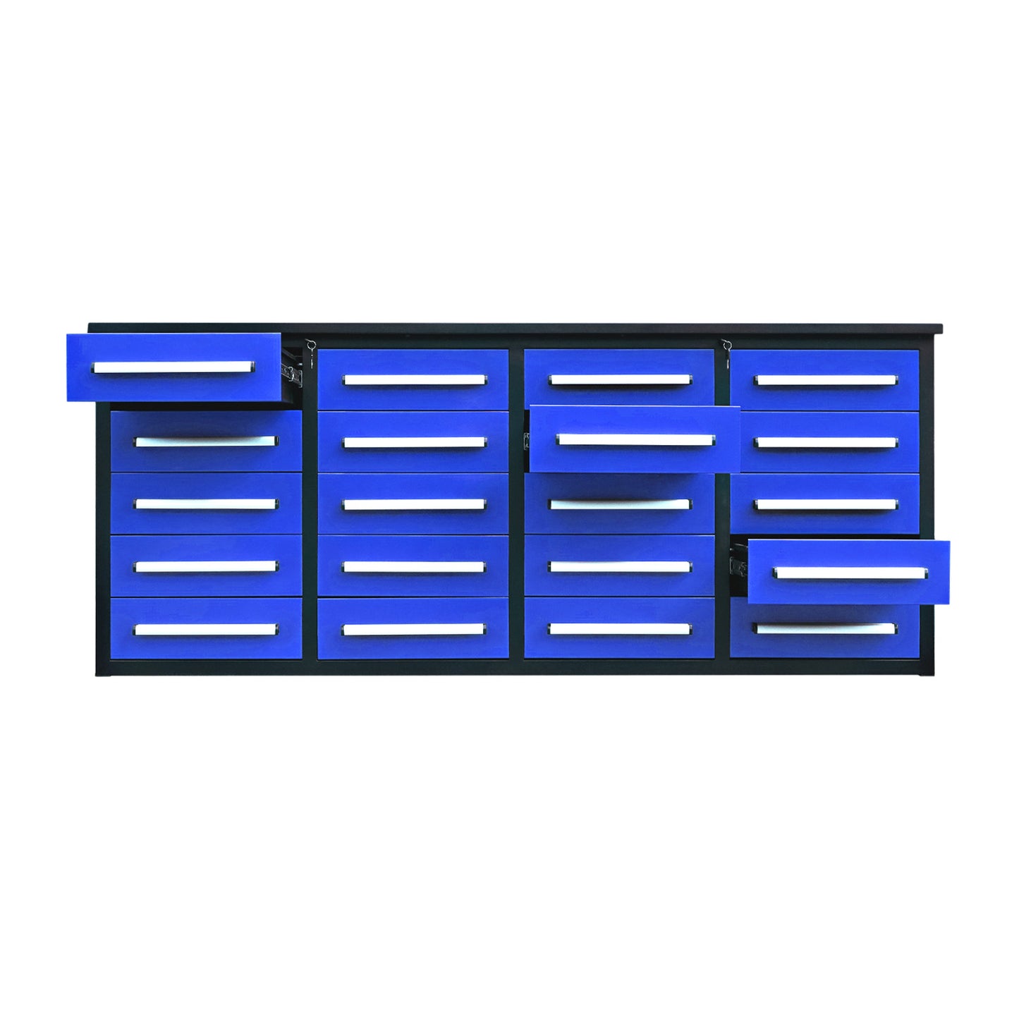 7ft Heavy Duty Garage Workbench Cabinet with 20 Drawers#color_blue