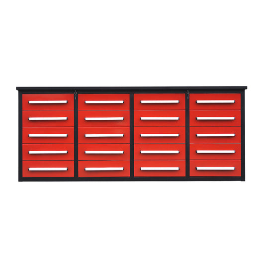 7ft Heavy Duty Garage Workbench Cabinet with 20 Drawers#color_red