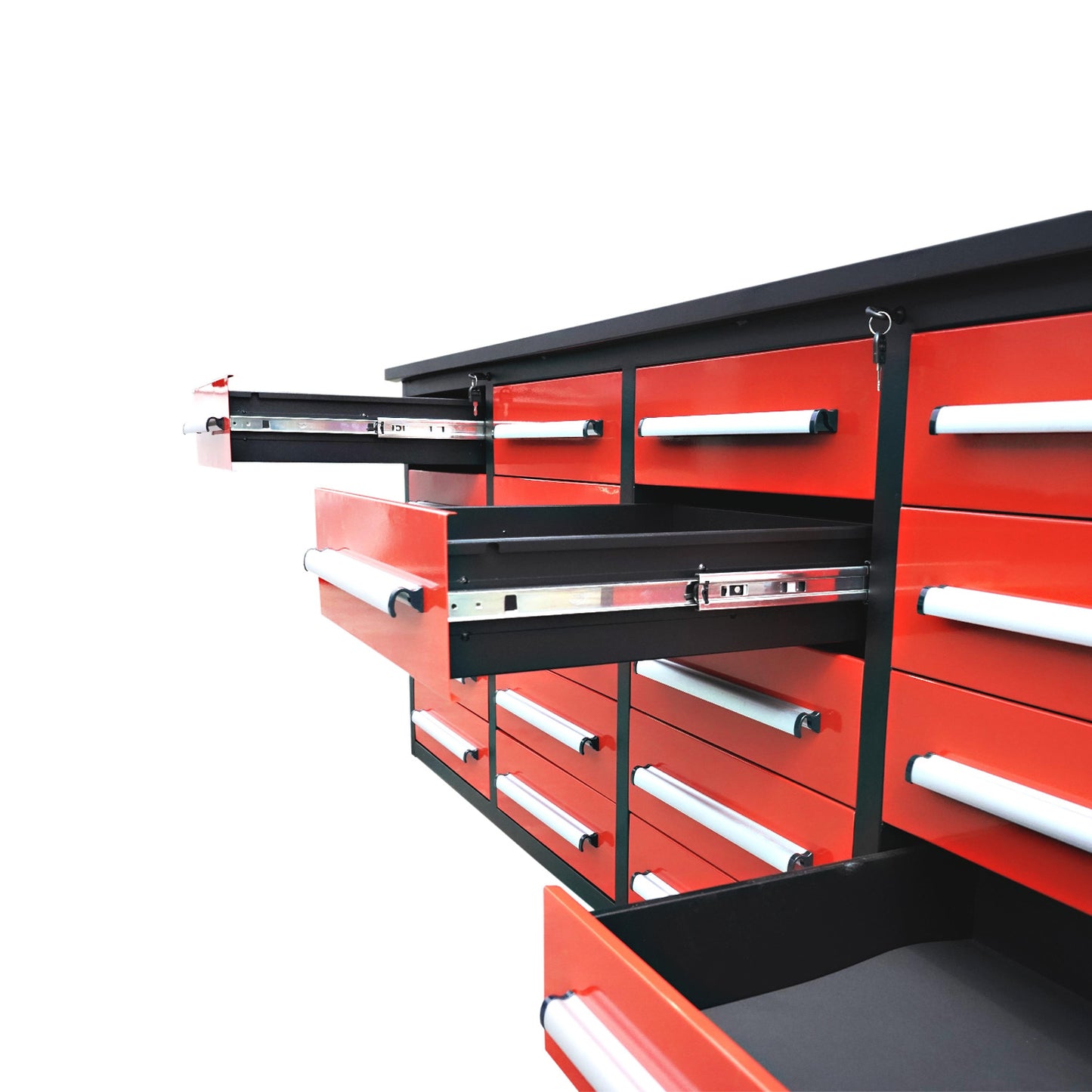7ft Heavy Duty Garage Workbench Cabinet with 20 Drawers#color_red