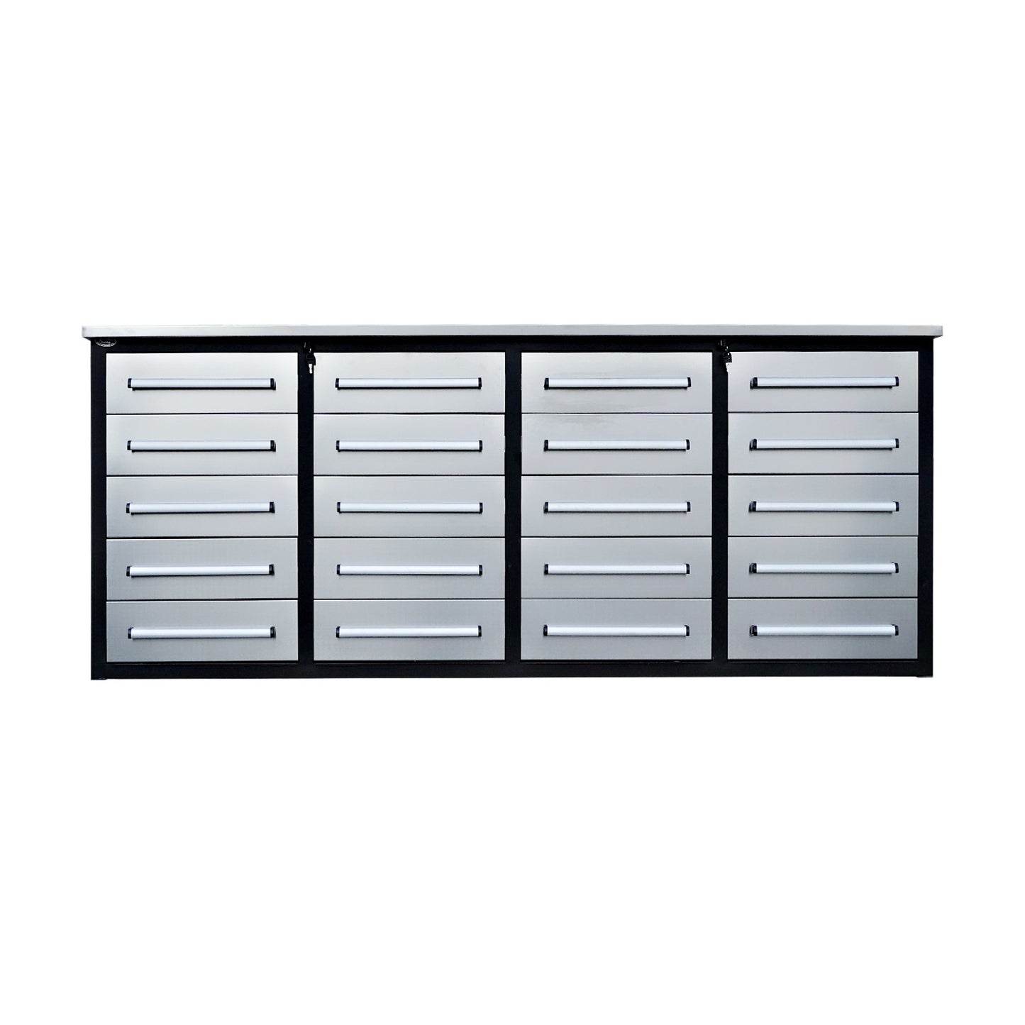 7ft Heavy Duty Garage Workbench Cabinet with 20 Drawers#color_silver
