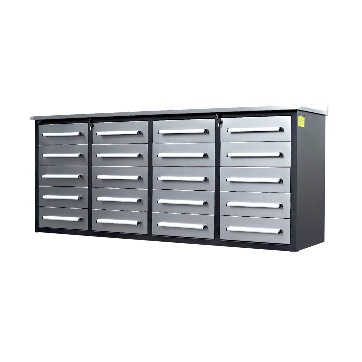 7ft Heavy Duty Garage Workbench Cabinet with 20 Drawers#color_silver