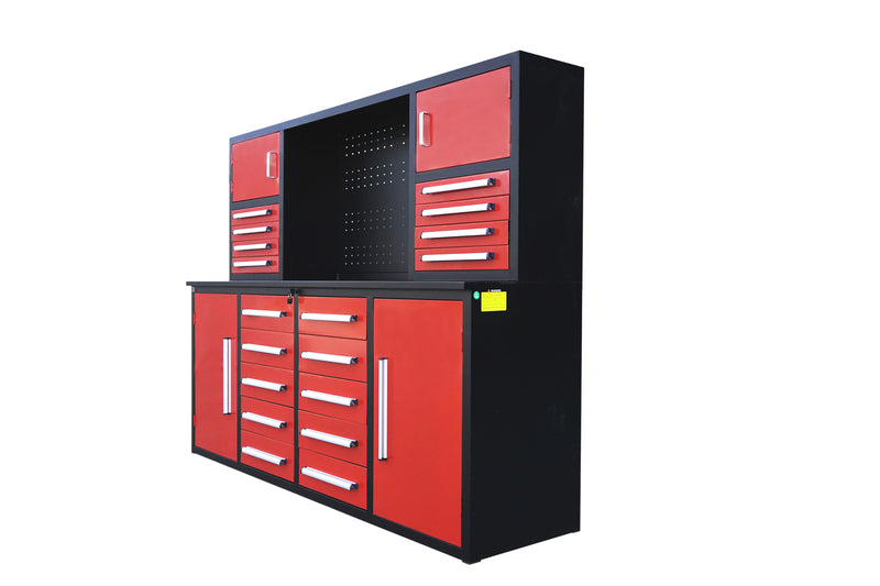 7' Garage Storage Cabinet with Workbench 18 Drawers
