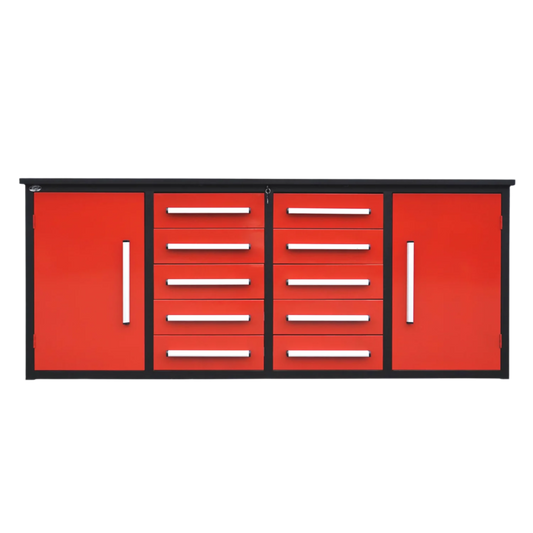 7' Storage Cabinets with Workbench (10 Drawers & 2 Cabinets)