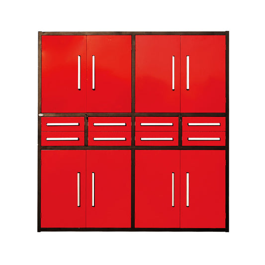 7ft Garage Storage Cabinet (8 Drawers & 8 Cabinets)#color_red