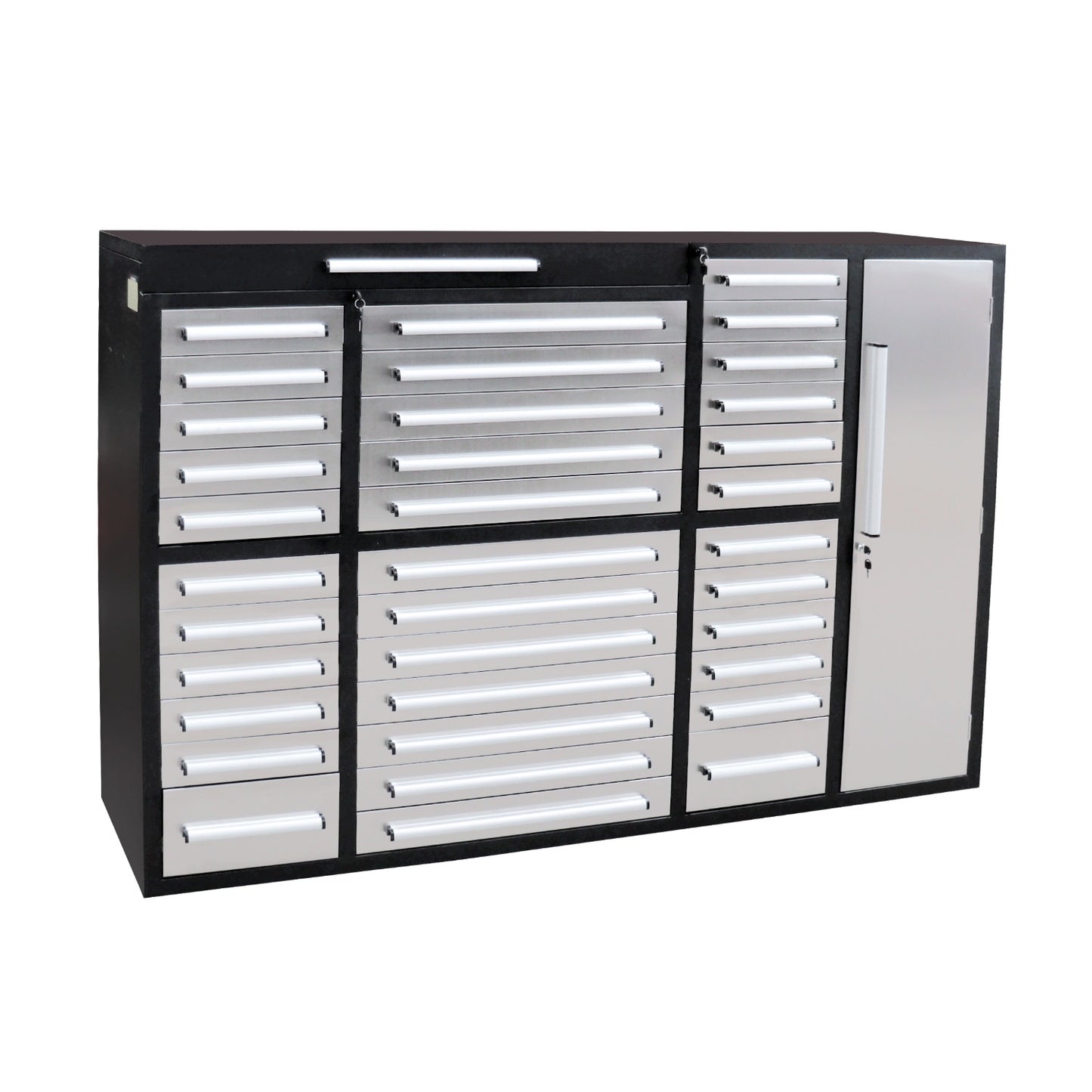 7ft Garage Storage Cabinet (35 Drawers & 1 Cabinet)#color_silver