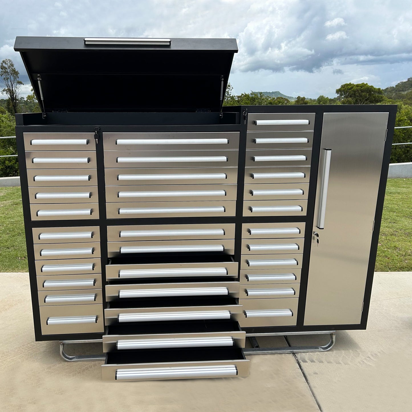 7ft Garage Storage Cabinet (35 Drawers & 1 Cabinet)#color_silver