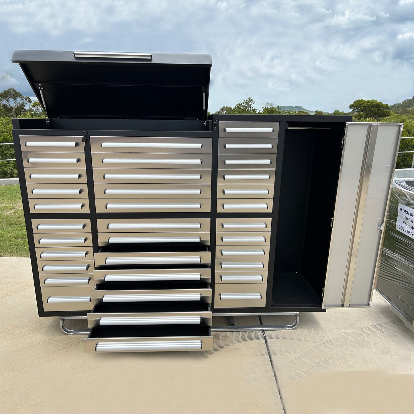 7ft Garage Storage Cabinet (35 Drawers & 1 Cabinet)#color_silver