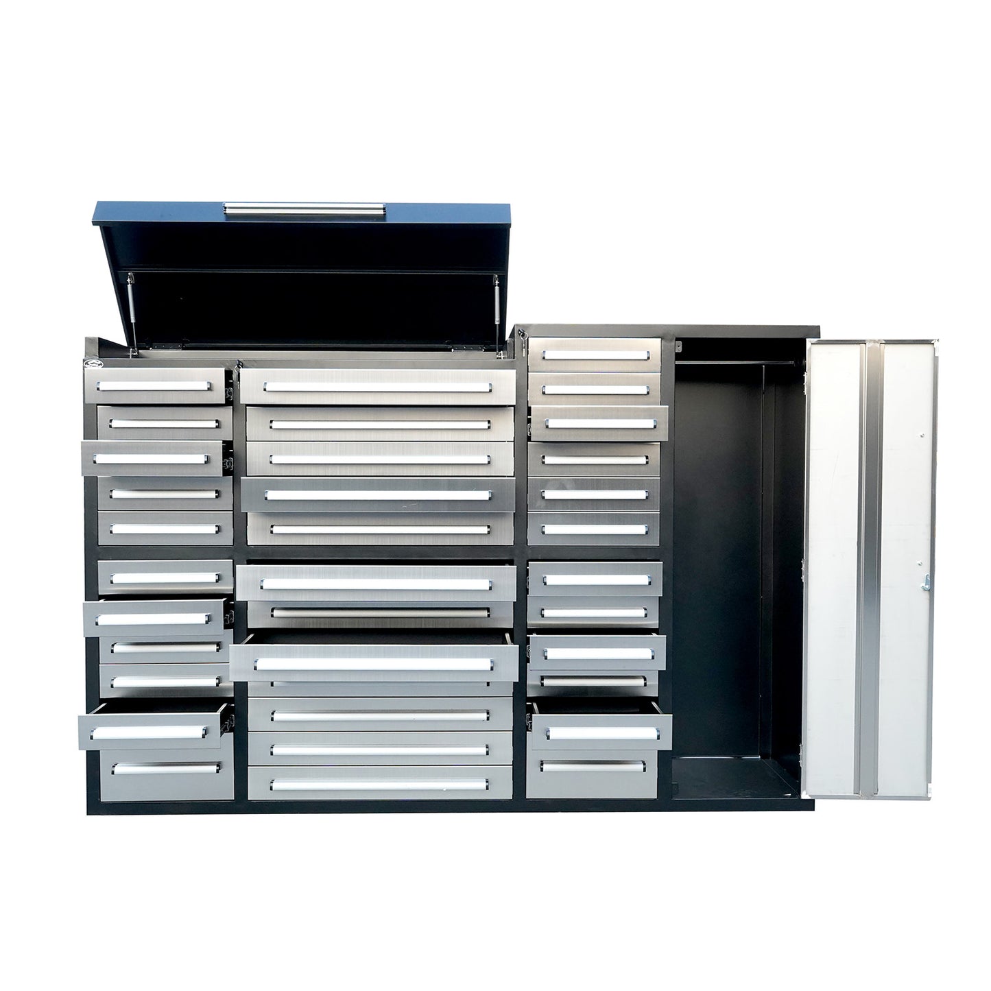 7ft Garage Storage Cabinet (35 Drawers & 1 Cabinet)#color_silver