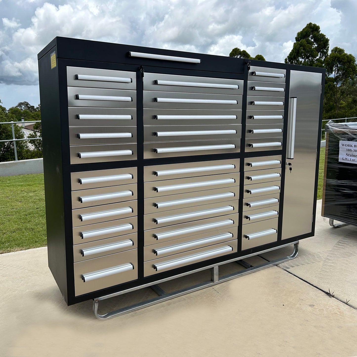 7ft Garage Storage Cabinet (35 Drawers & 1 Cabinet)#color_silver