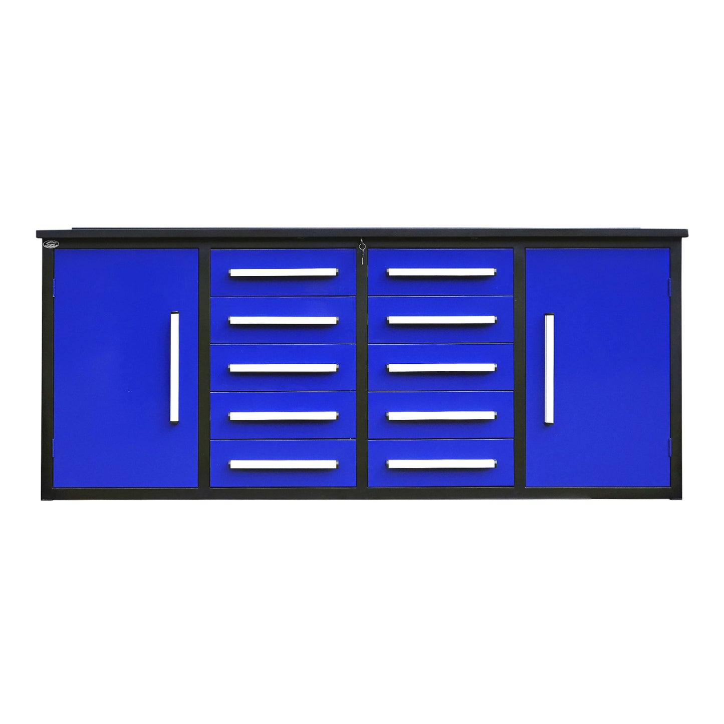 7ft Heavy Duty Workbench with 10 Drawers & 2 Cabinets#color_blue