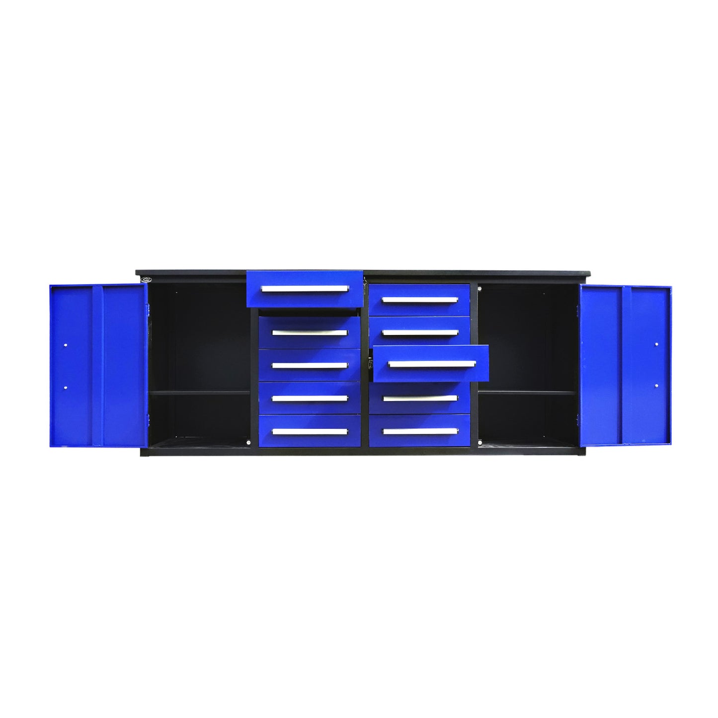 7ft Heavy Duty Workbench with 10 Drawers & 2 Cabinets#color_blue