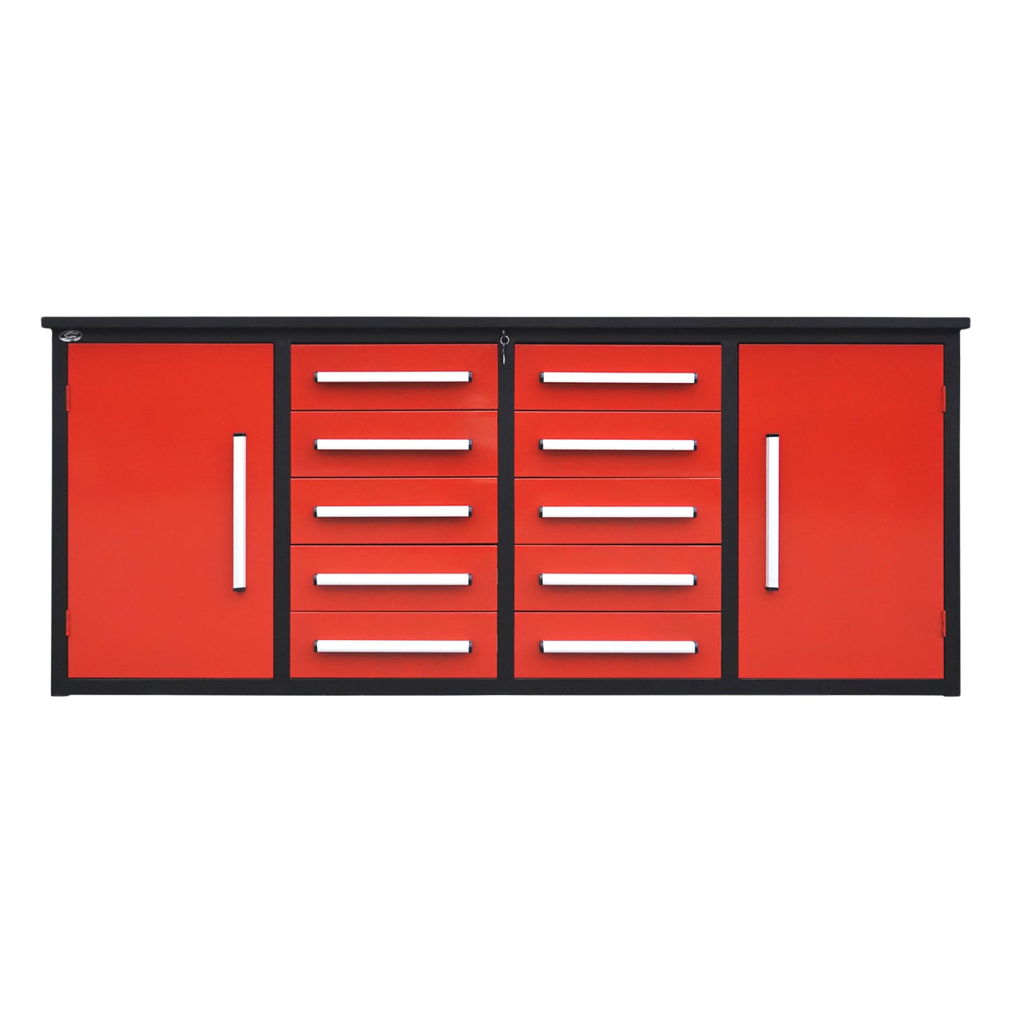 7ft Heavy Duty Workbench with 10 Drawers & 2 Cabinets#color_red
