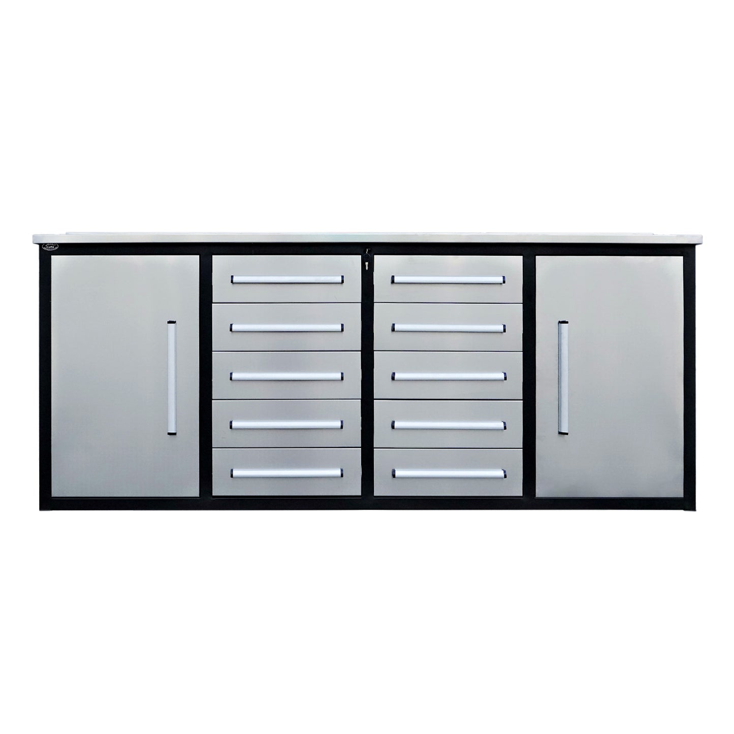 7ft Heavy Duty Workbench with 10 Drawers & 2 Cabinets#color_silver