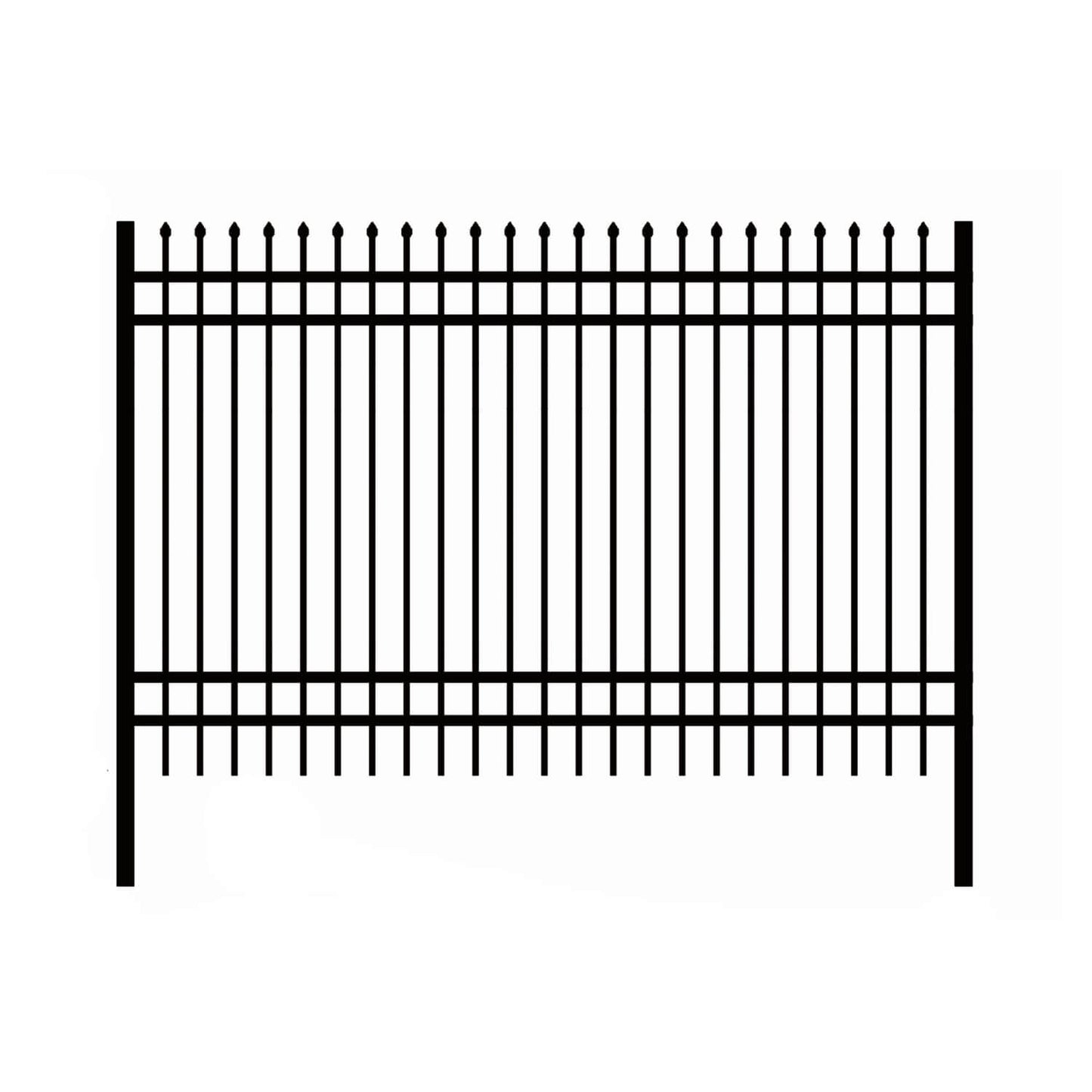 7ftx10ft Steel Fence Panel with 4 Rails