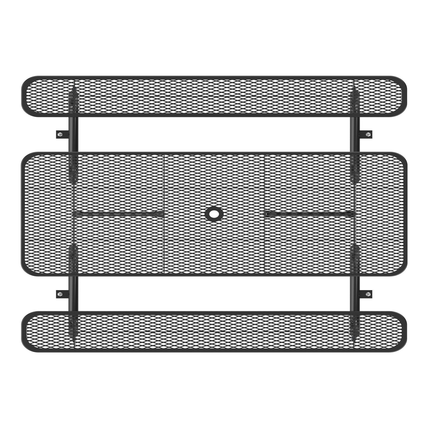 8ft Rectangle Picnic Table With Umbrella Hole#Color_black