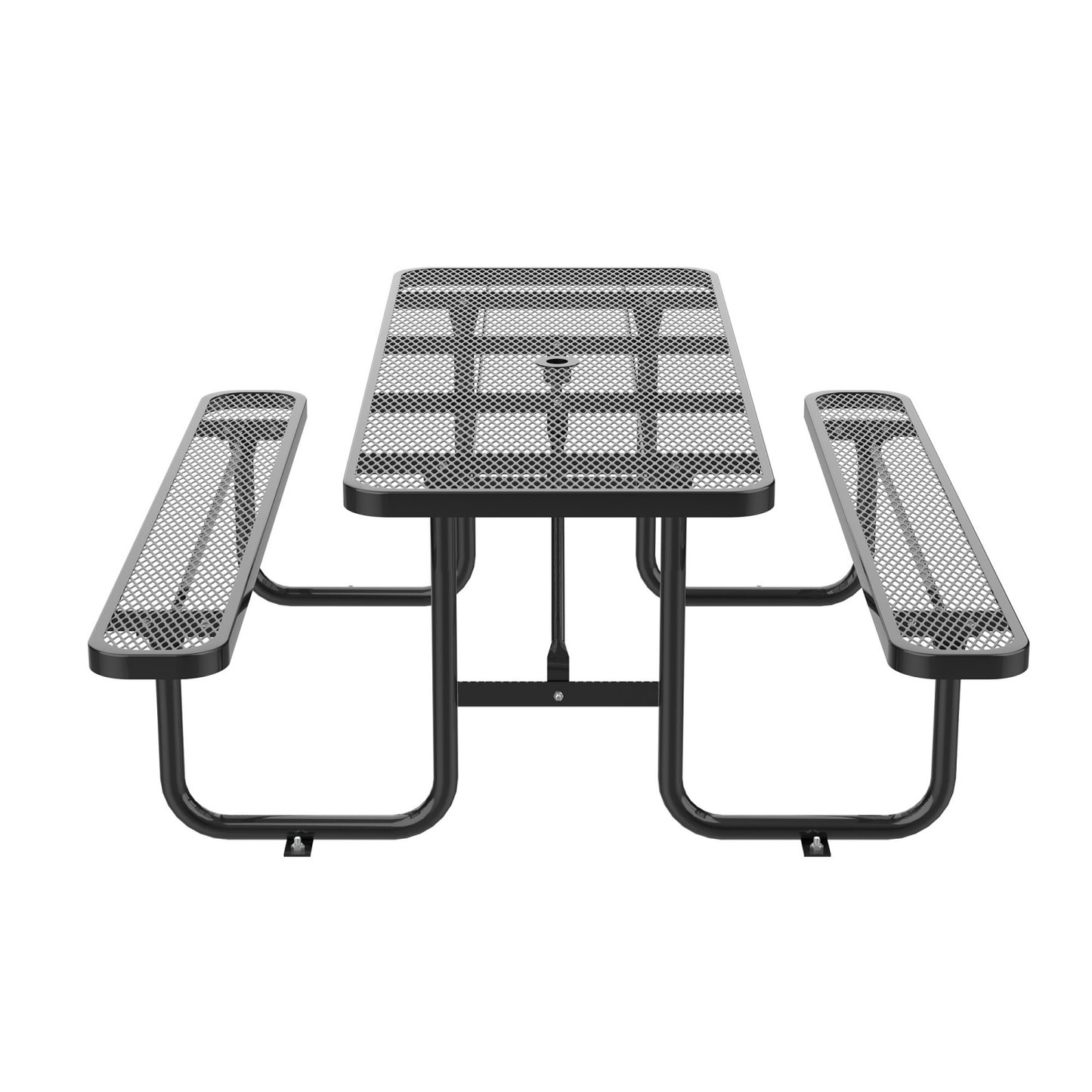 8ft Rectangle Picnic Table With Umbrella Hole#Color_black