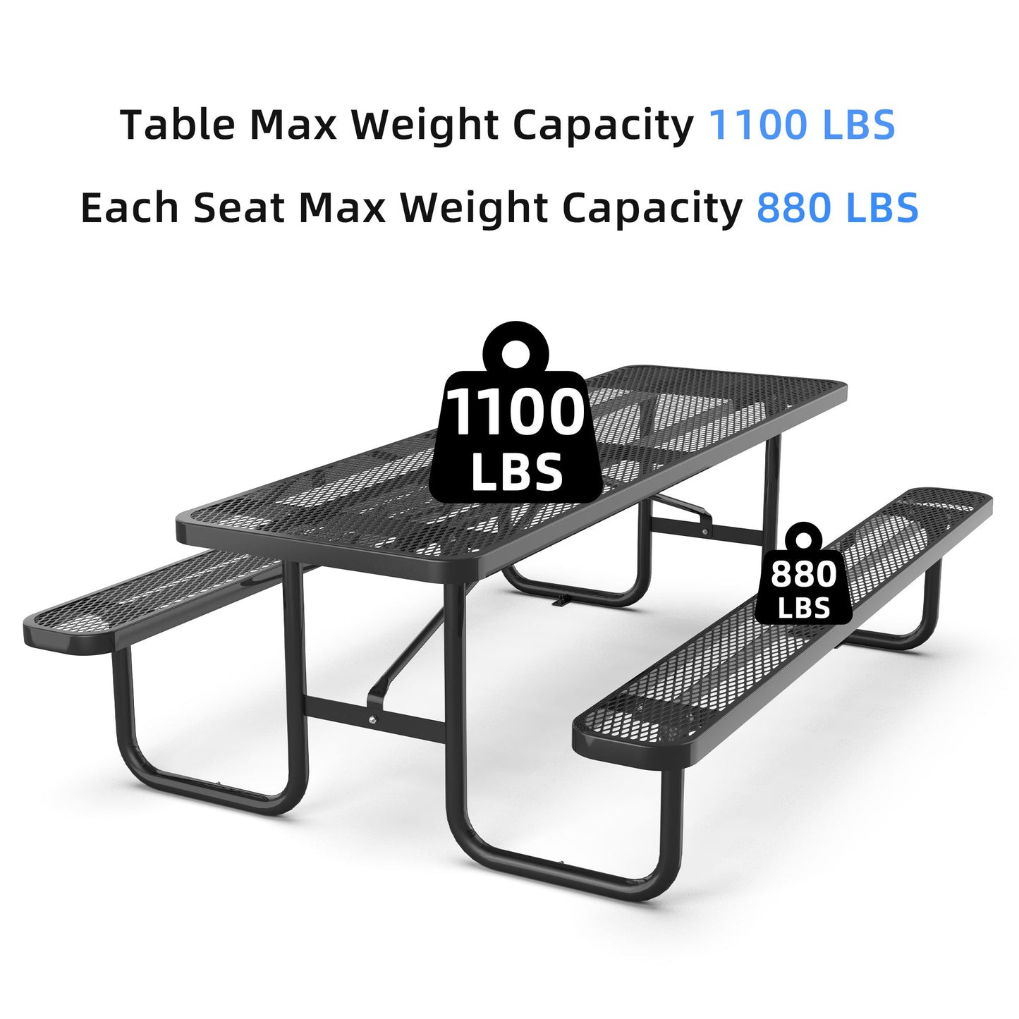 8 ft Metal Picnic Tables