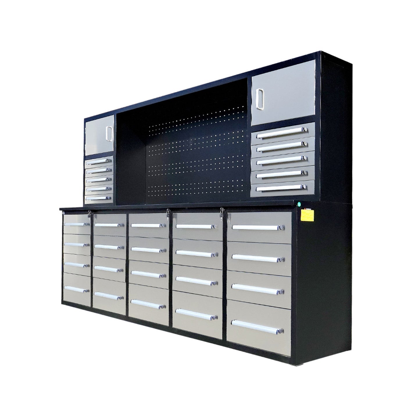 9.5ft Storage Workbench with 30 Drawers & 2 Cabinets & 1 Pegboard